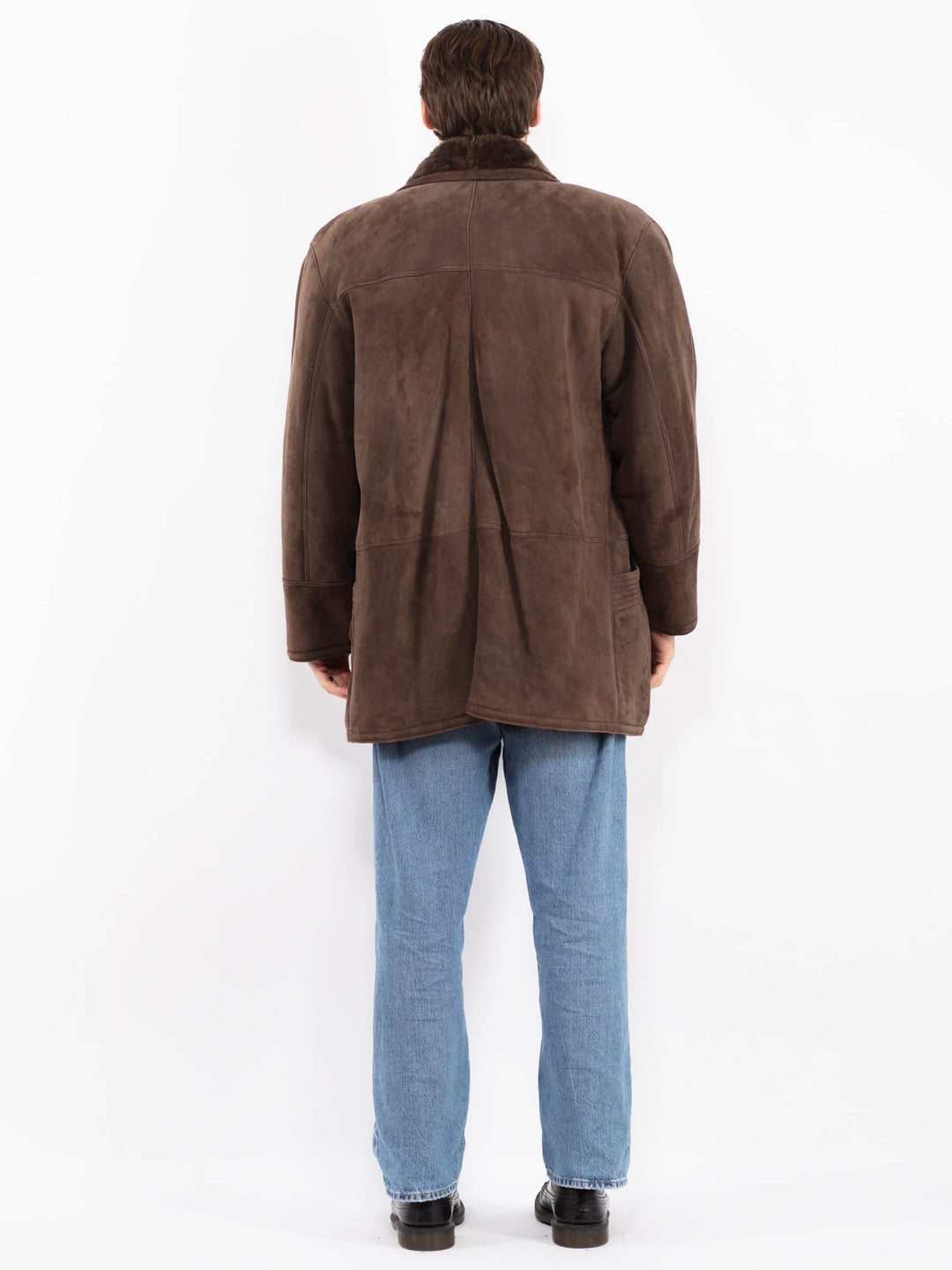 Vintage 80's Men Sheepskin Coat in Brown