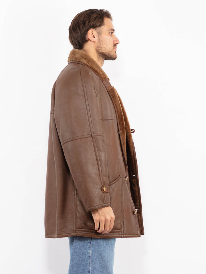 Vintage 70's Men Sheepskin Coat in Brown