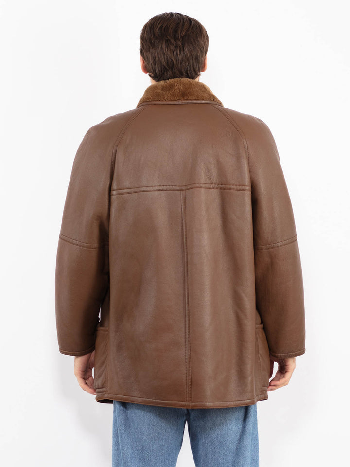 Vintage 70's Men Sheepskin Coat in Brown