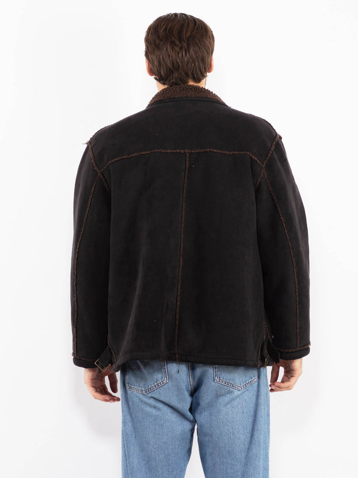 Vintage 90's Men Sherpa Bomber Jacket in Black