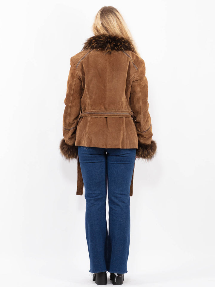 Vintage 00's Women Suede Coat in Brown