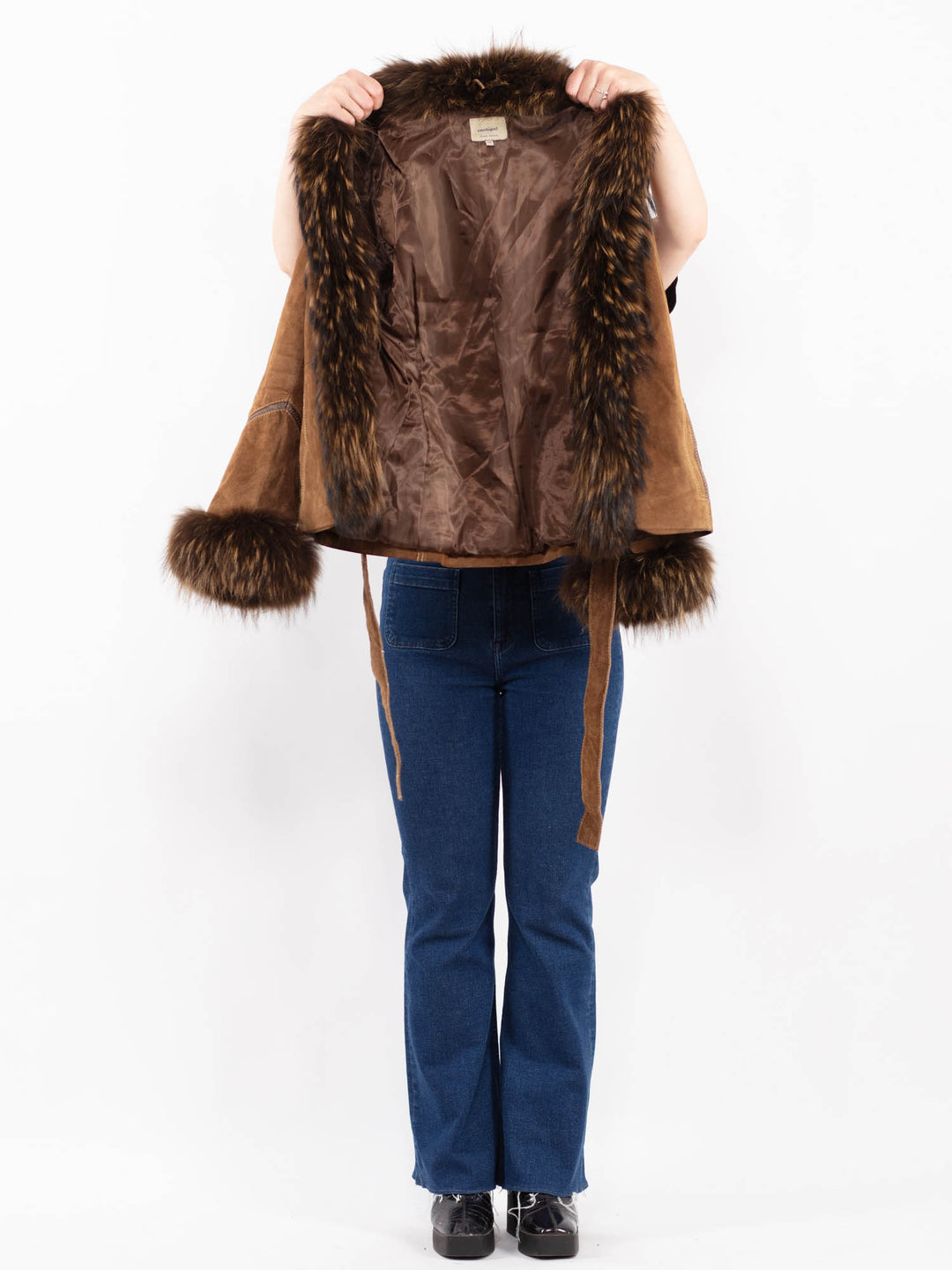 Vintage 00's Women Suede Coat in Brown