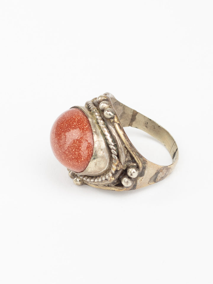 Vintage 70s Man’s Boho Ring with Ornate Silver-Tone Setting