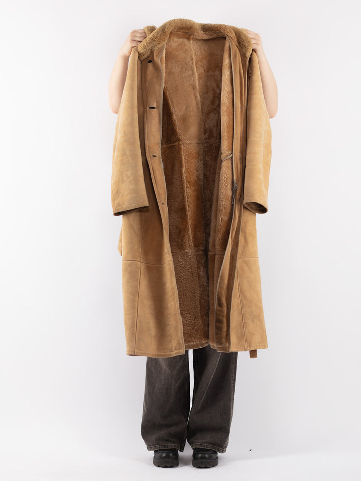 Vintage 70's Women Sheepskin Coat in Beige