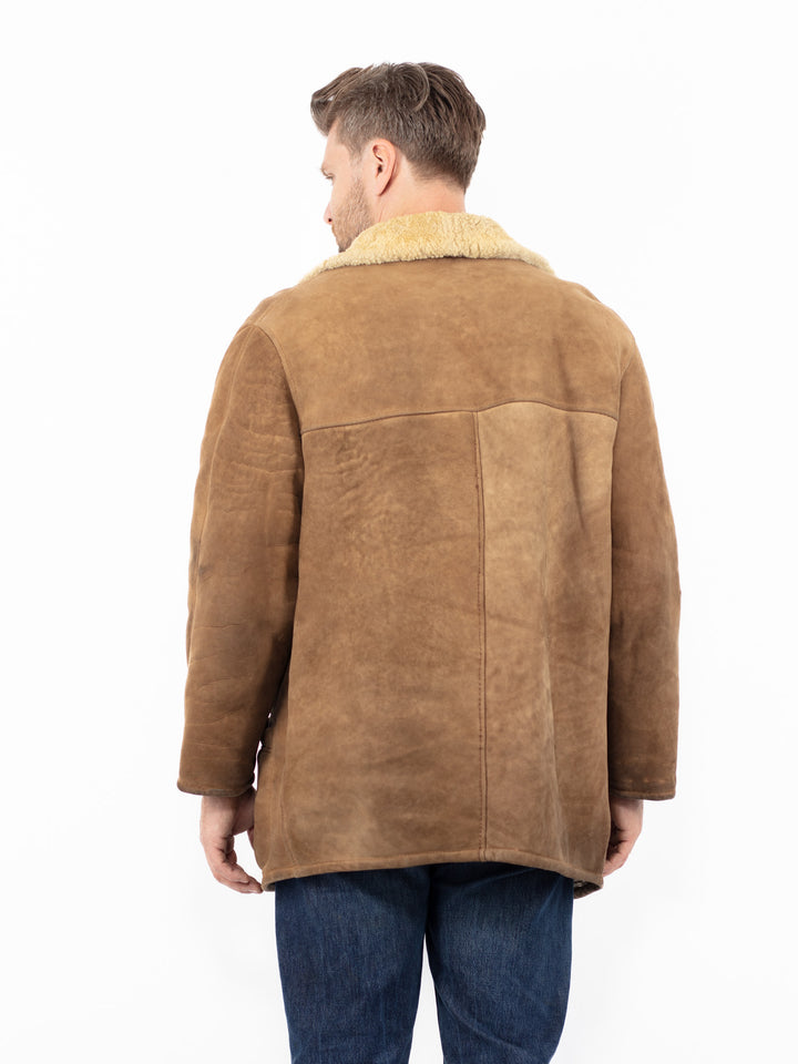Vintage 70's Men Sheepskin Coat in Beige