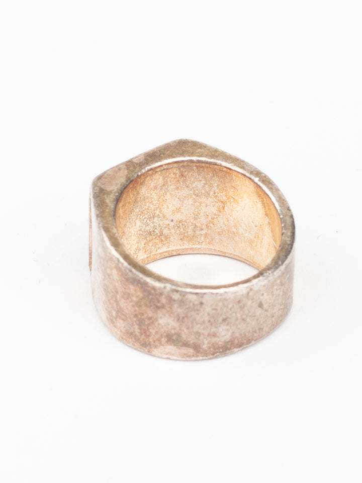 Vintage 70's Man’s Blue Stone Ring in Heavy Square Setting