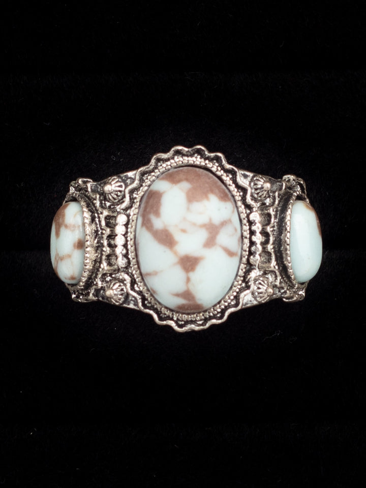 Vintage 70's Man’s Faux Turquoise Ring with Ornate Filigree Setting