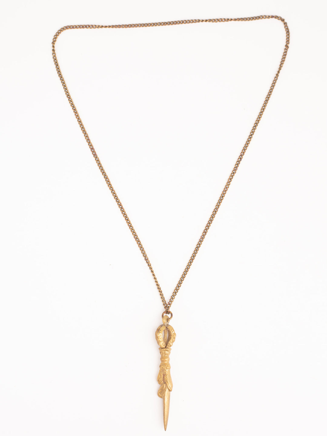 Vintage 70s Man’s Dagger Pendant Necklace with Ornate Blade Design
