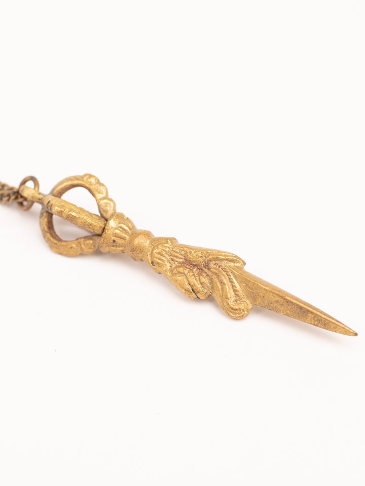 Vintage 70s Man’s Dagger Pendant Necklace with Ornate Blade Design