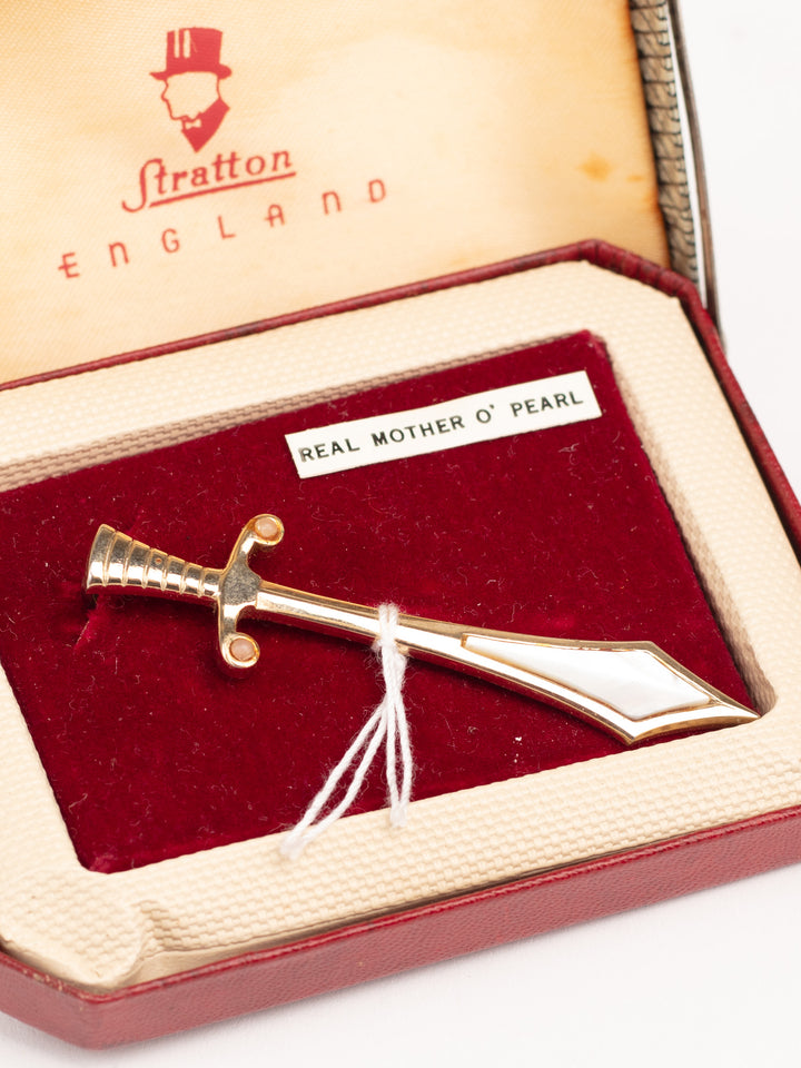 Vintage 60s Man’s Stratton Sword Brooch with Mother of Pearl