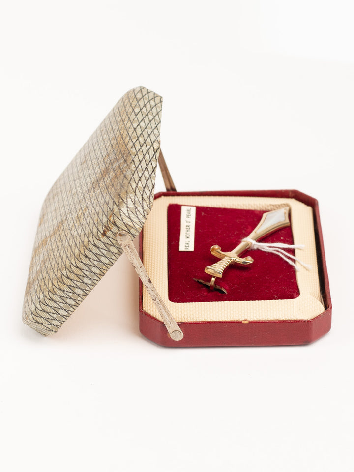 Vintage 60s Man’s Stratton Sword Brooch with Mother of Pearl