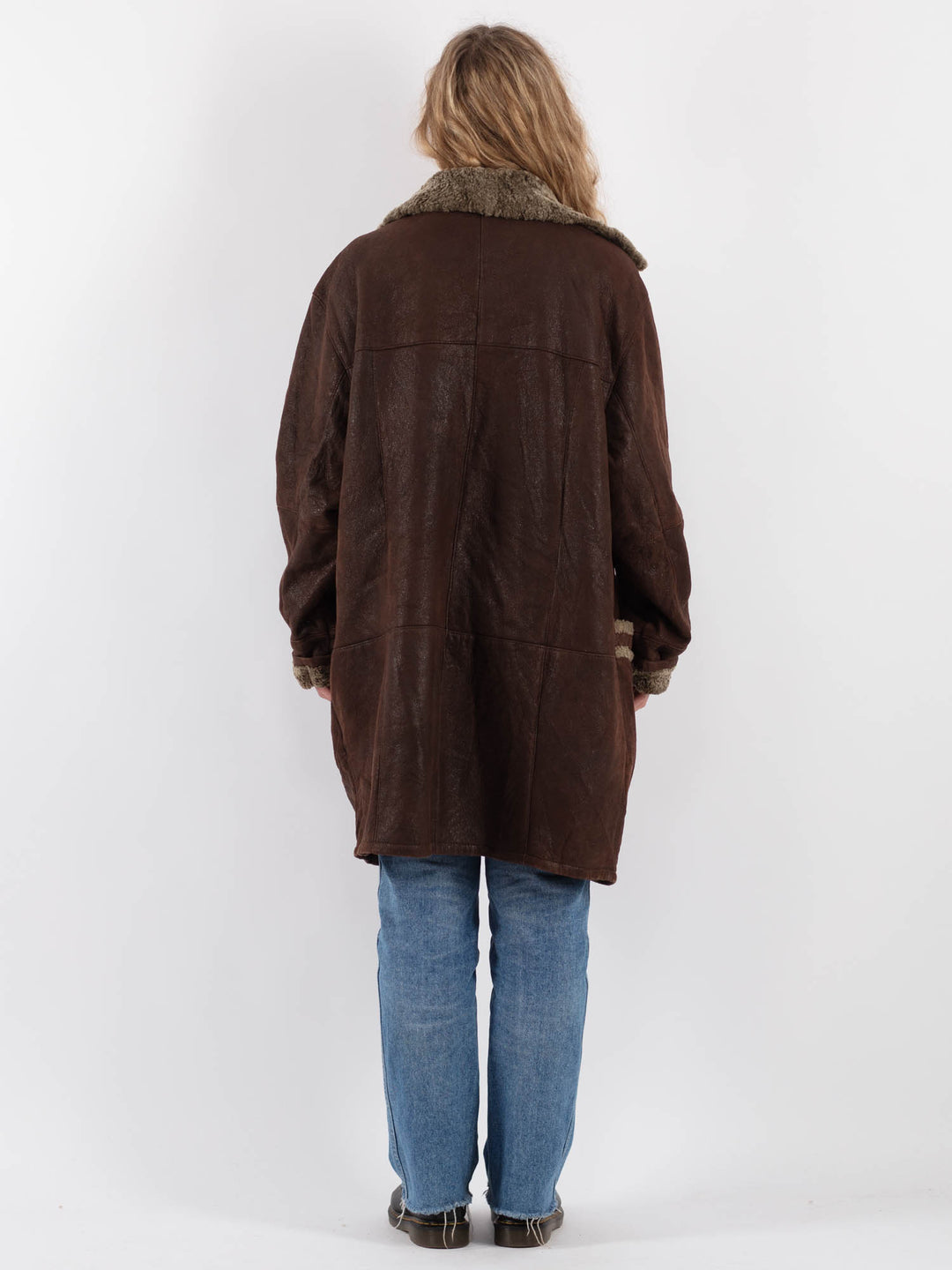 Vintage 80's Women Sheepskin Coat in Brown
