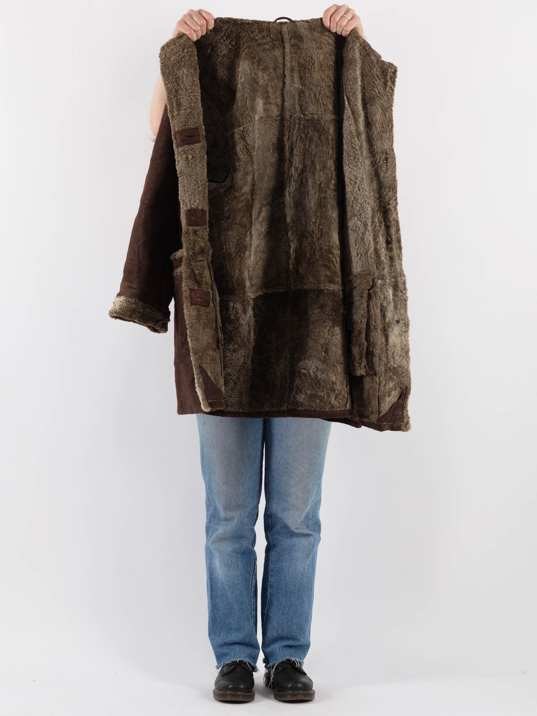 Vintage 80's Women Sheepskin Coat in Brown