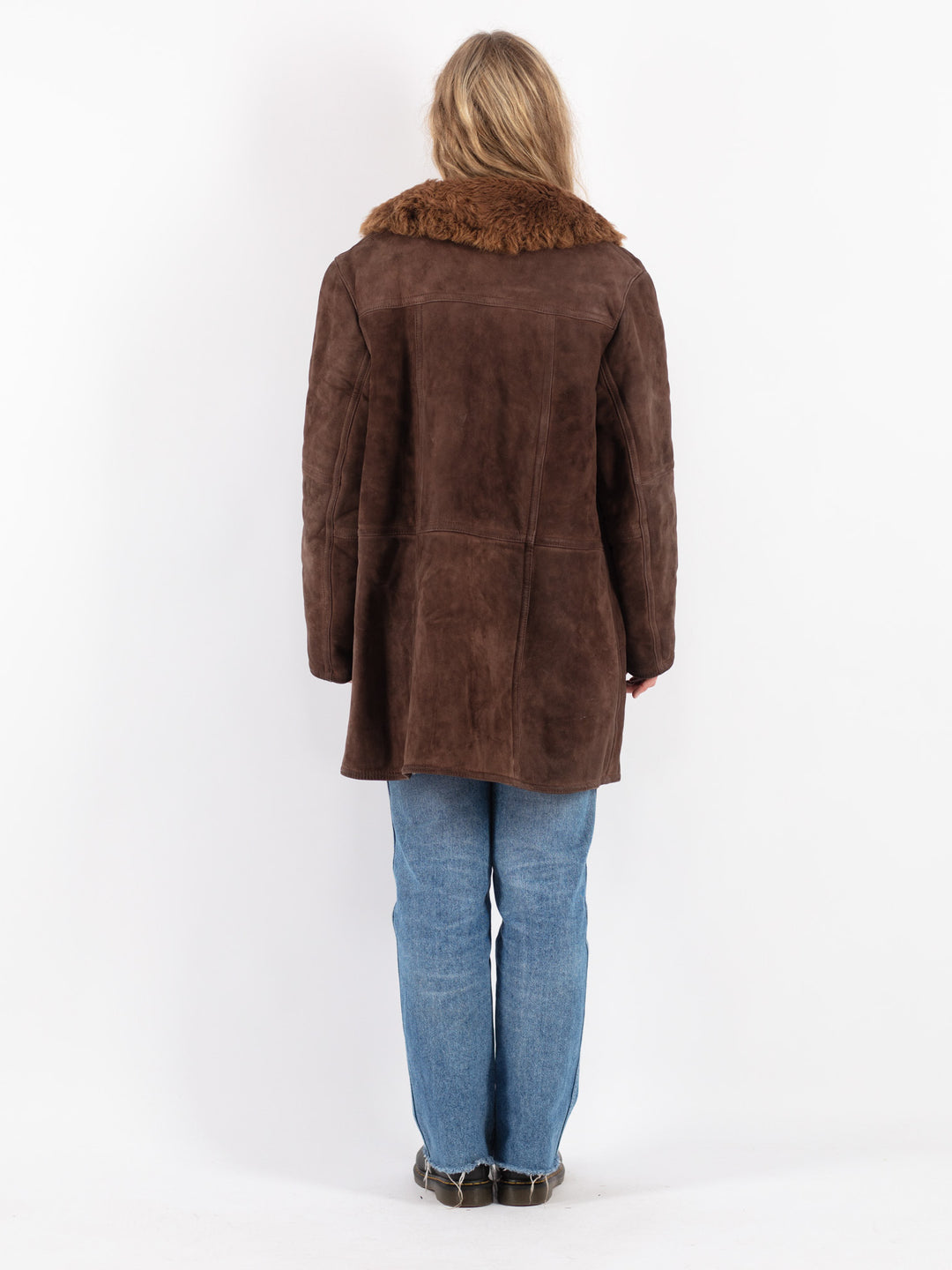 Vintage 70's Women Sheepskin Shearling Coat in Brown