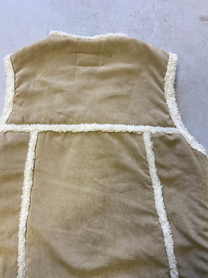 Vintage 00's Women Faux Sheepskin Vest in Beige