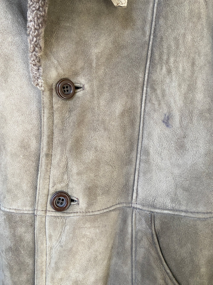 Vintage 70's Men Sheepskin Coat in Beige