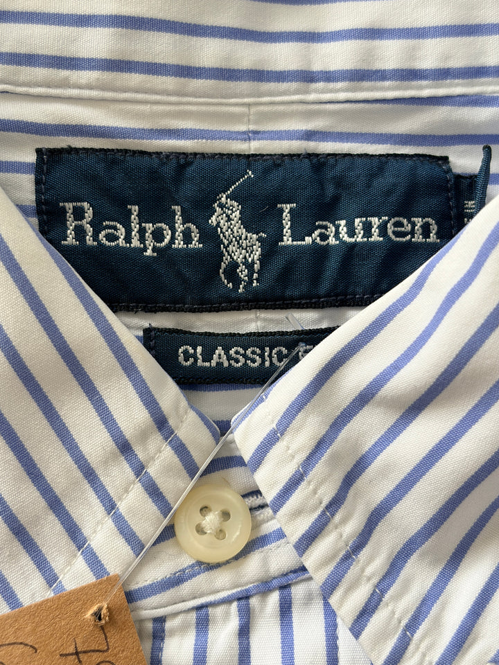 Vintage 90's Men Ralph Lauren Blue White Striped Shirt