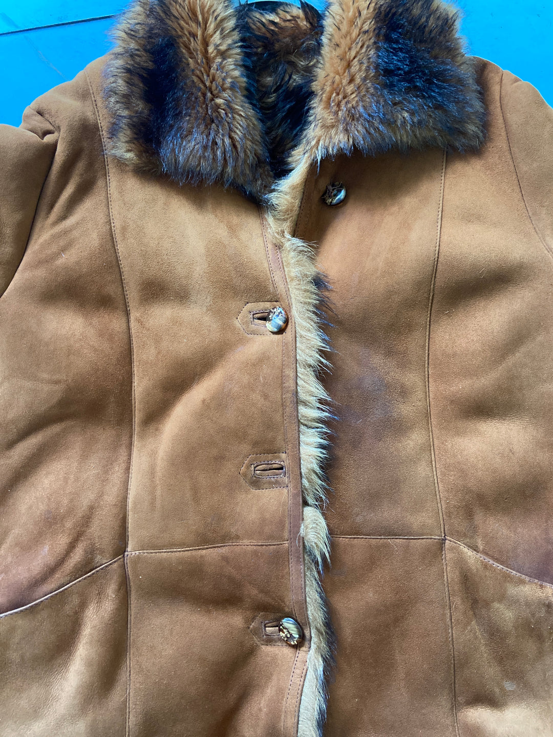 Vintage 80's Women Shearling Coat in Brown