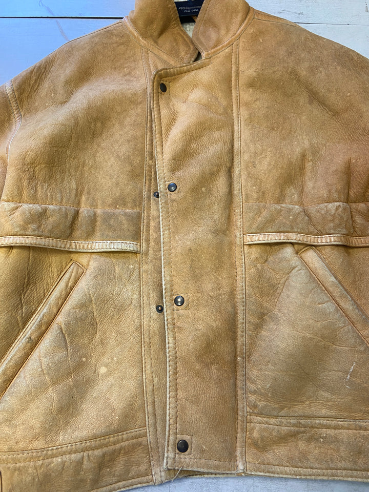 Vintage 70's Men Sheepskin Jacket in Beige