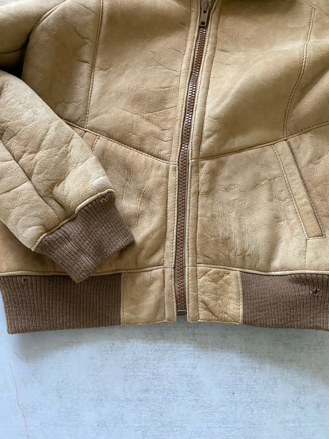 Vintage 70's Men Sheepskin Jacket in Beige