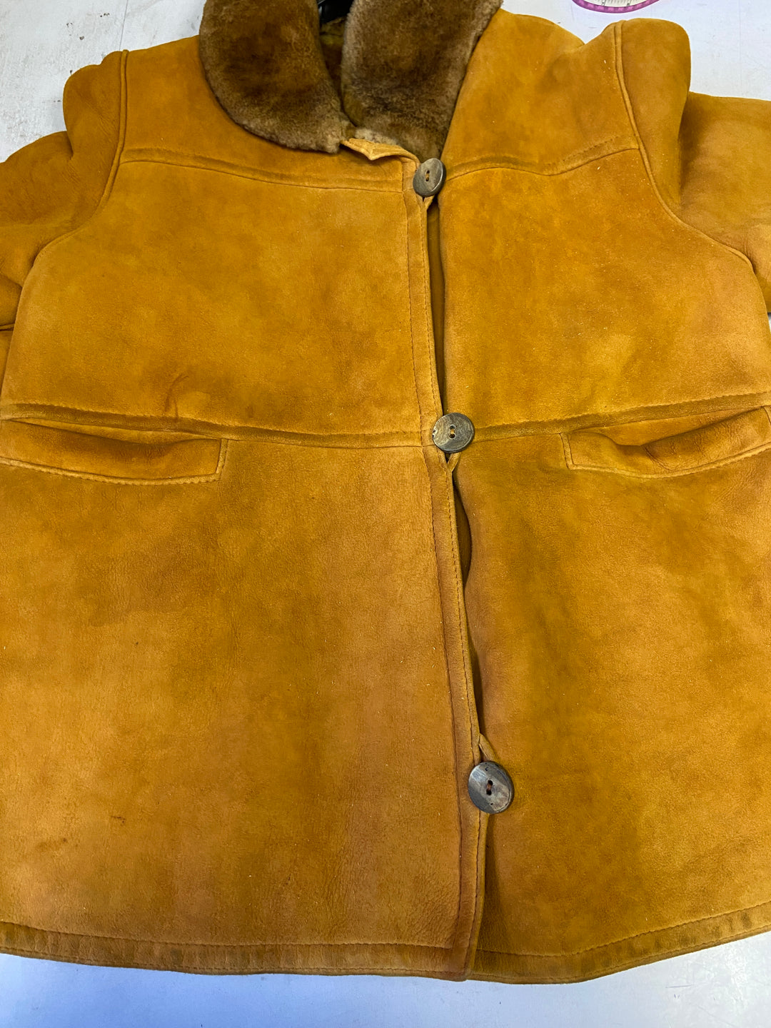 Vintage 80's Women Sheepskin Shearling Coat in Brown