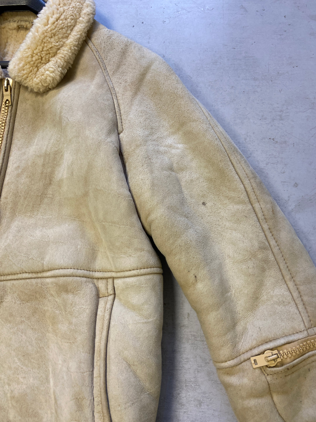 Vintage 70's Men Sheepskin Jacket in Beige