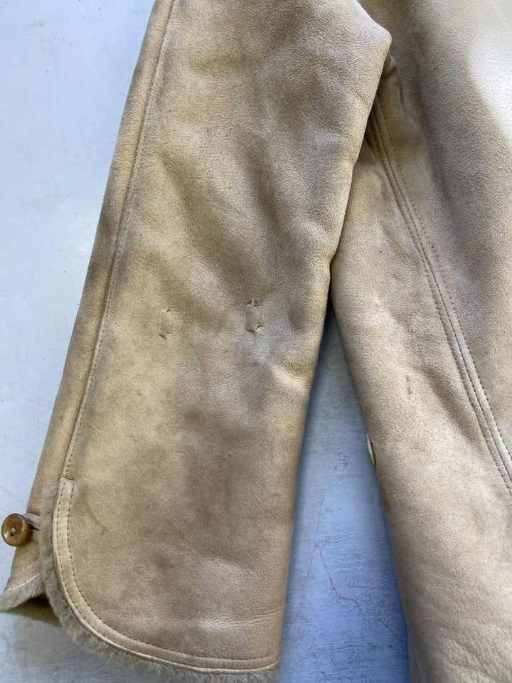 Vintage 70's Women Sheepskin Coat in Beige