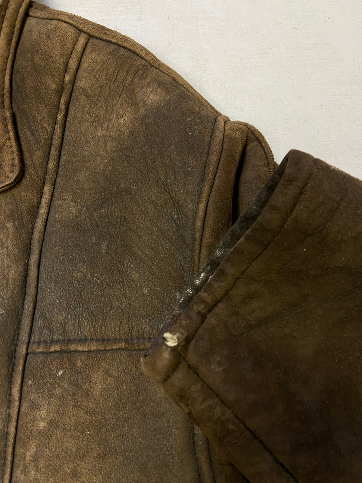 Vintage 90's Men Sheepskin Coat in Brown