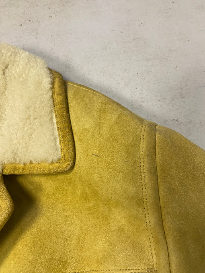 Vintage 70's Men Sheepskin Coat in Beige