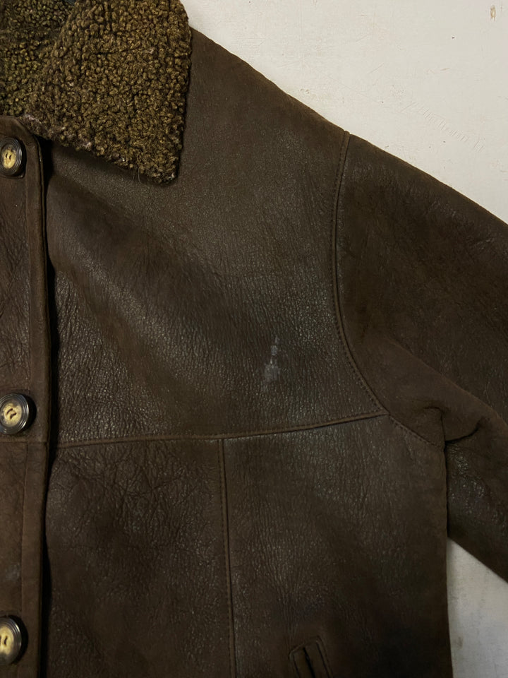 Vintage 90's Women Sheepskin Coat in Brown