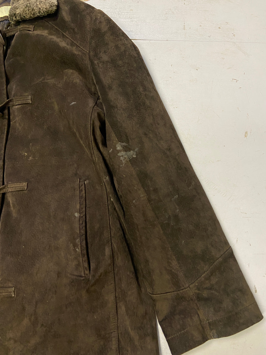 Vintage 90's Women Suede Coat in Brown