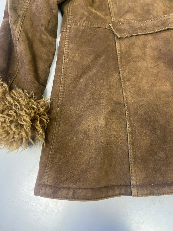 Vintage 70's Women Sheepskin Coat in Brown