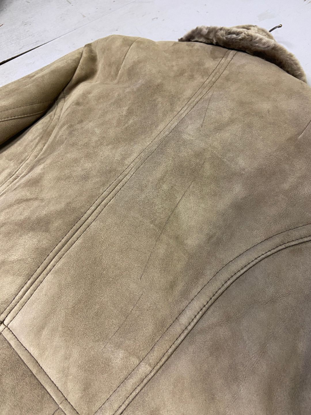 Vintage 70's Men Sheepskin Coat in Beige