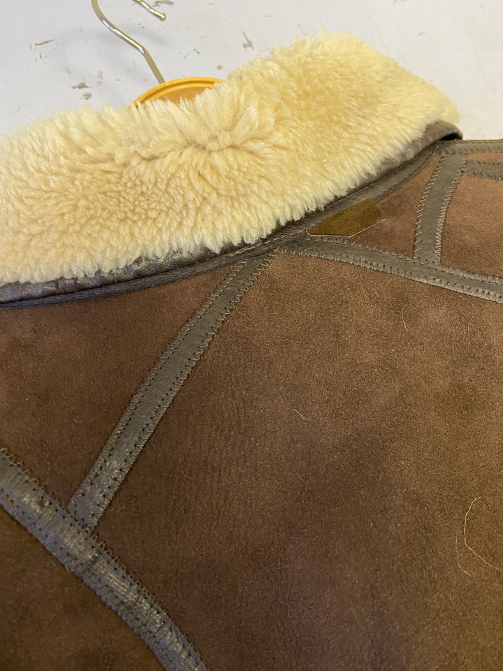 Vintage 80's Women Sheepskin Shearling Coat in Brown