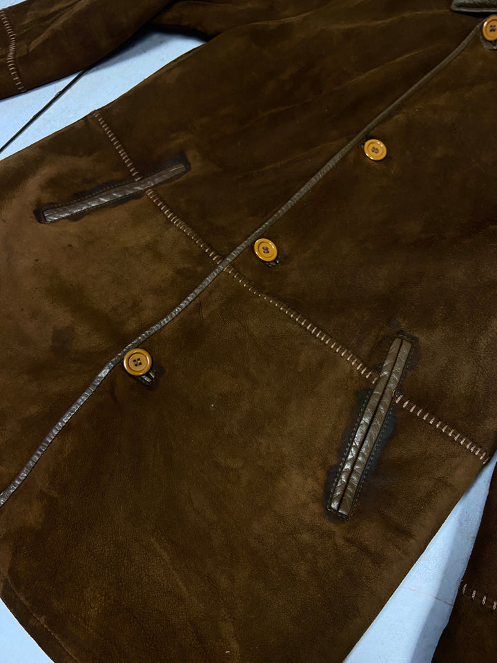 Vintage 90's Men Sheepskin Coat in Brown