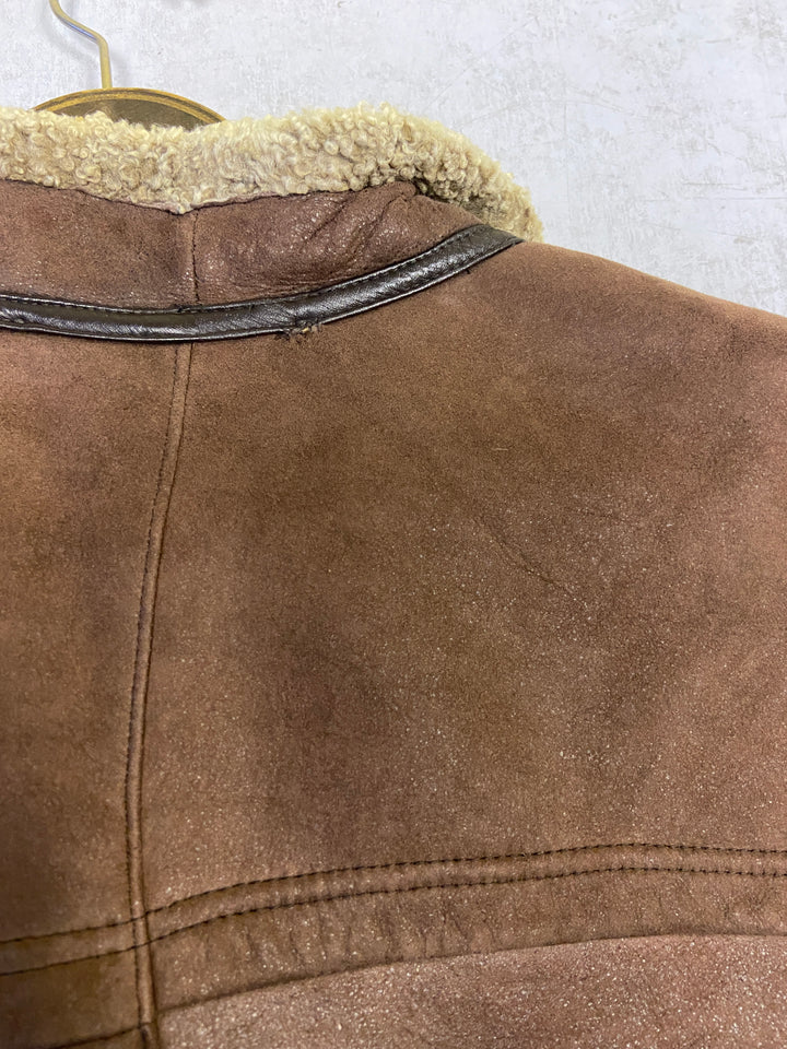 Vintage 90's Men Sheepskin Coat in Brown