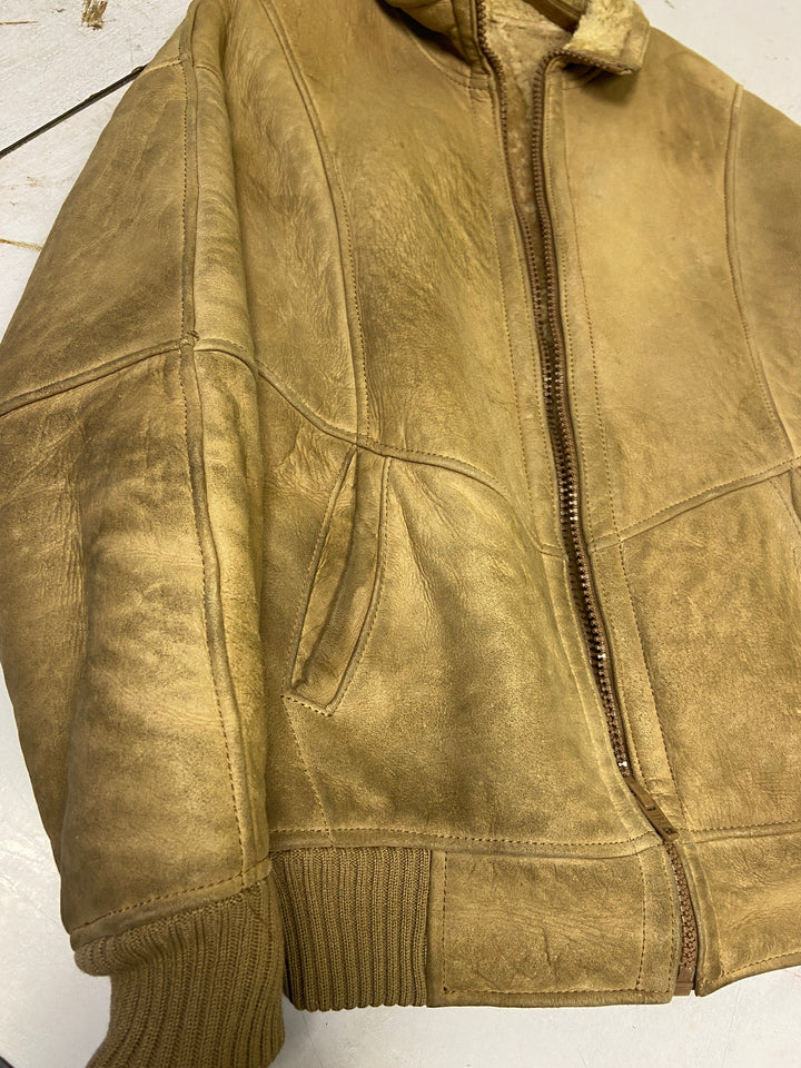 Vintage 70's Men Sheepskin Jacket in Beige