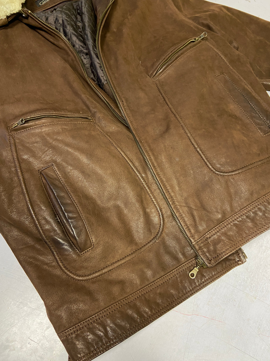 Vintage 90's Men Suede Jacket in Brown