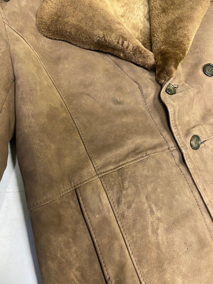 Vintage 70's Men Sheepskin Coat in Brown