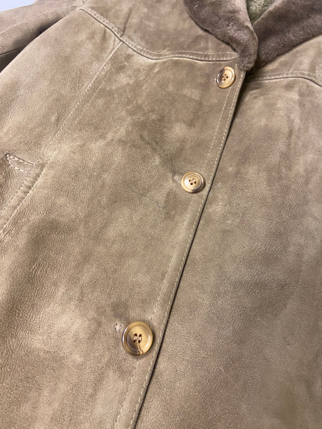 Vintage 70's Men Suede Sherpa Coat in Beige