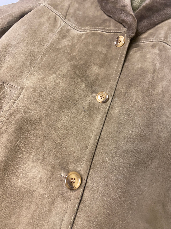 Vintage 70's Men Suede Sherpa Coat in Beige
