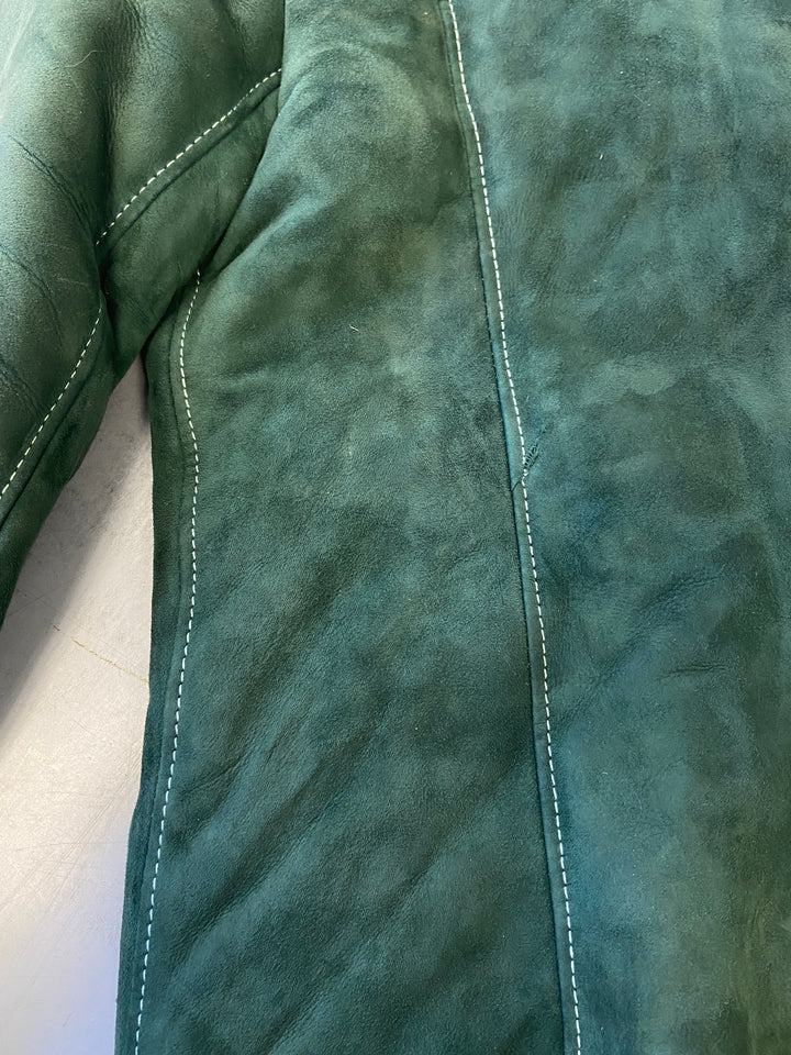 Vintage 70's Women Sheepskin Coat in GreenV8892