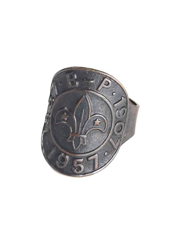 Vintage 1957 Scout Ring – Fleur de Lis B-P Anniversary Adjustable