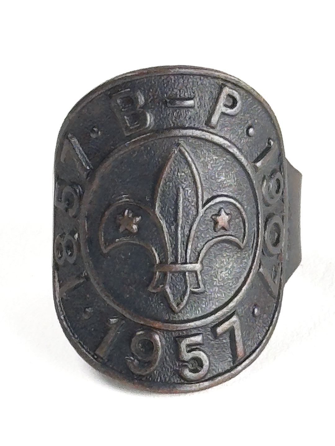 Vintage 1957 Scout Ring – Fleur de Lis B-P Anniversary Adjustable