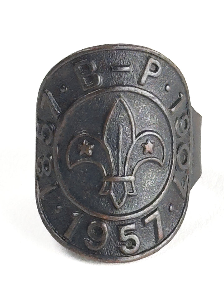 Vintage 1957 Scout Ring – Fleur de Lis B-P Anniversary Adjustable