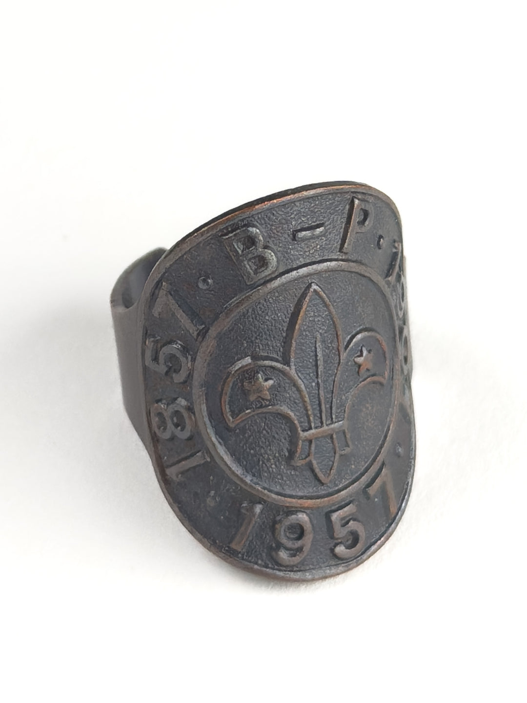 Vintage 1957 Scout Ring – Fleur de Lis B-P Anniversary Adjustable