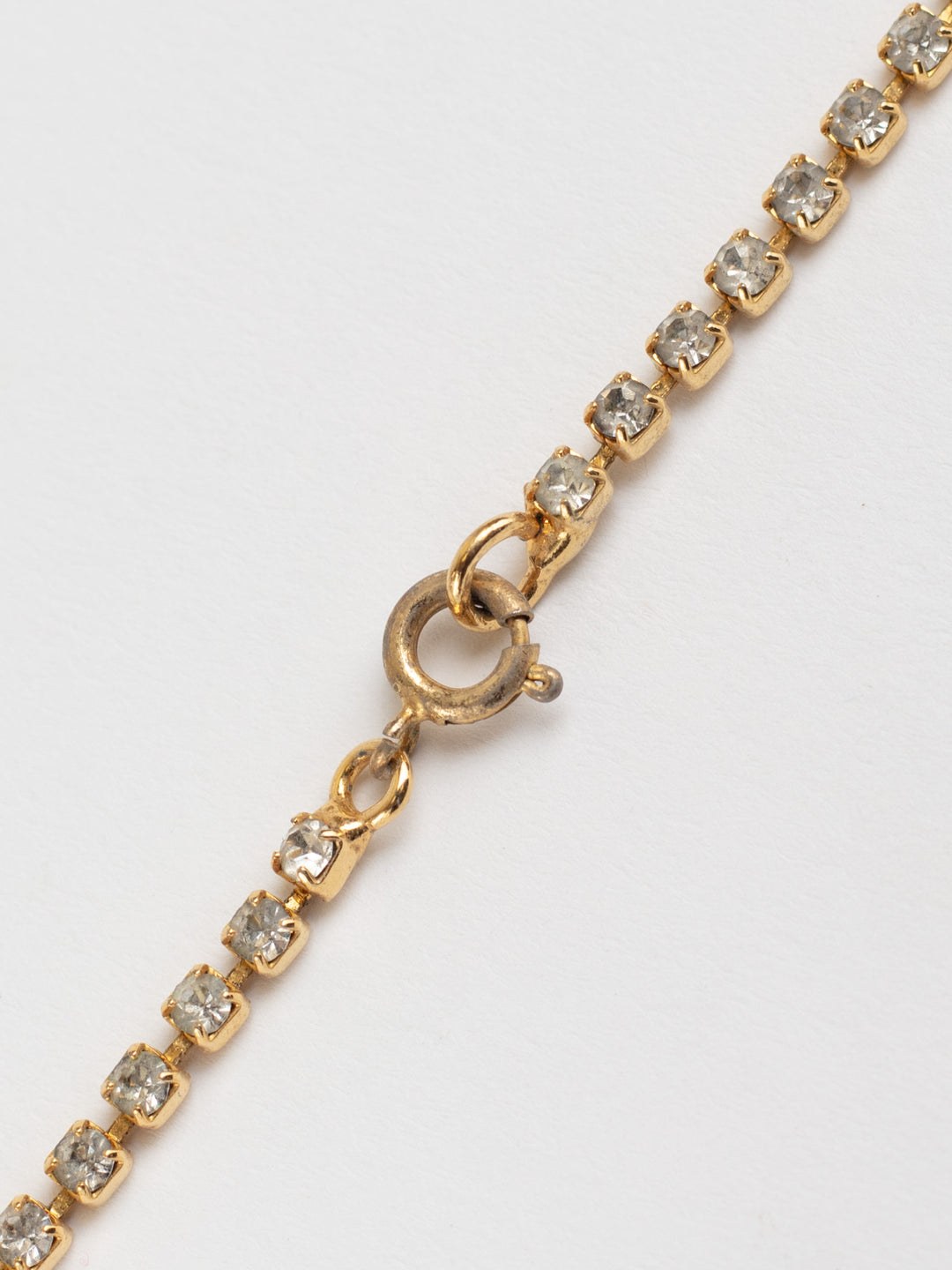 Vintage 80s Gold-Tone Crystal Y Necklace with Purple and Clear Rhinestones
