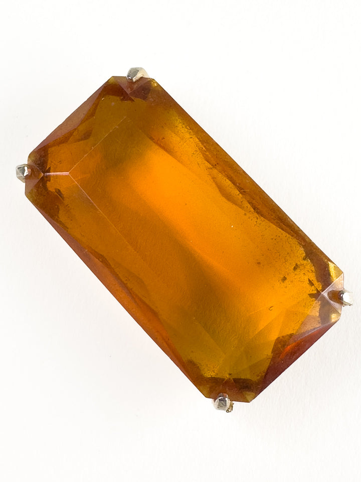 Vintage 50s Amber Glass Art Deco Brooch