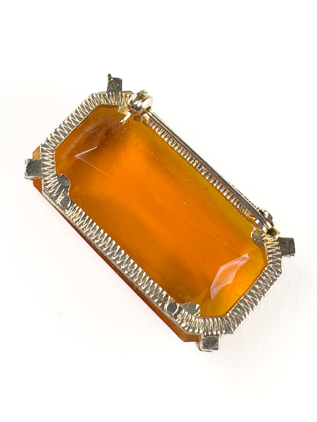 Vintage 50s Amber Glass Art Deco Brooch