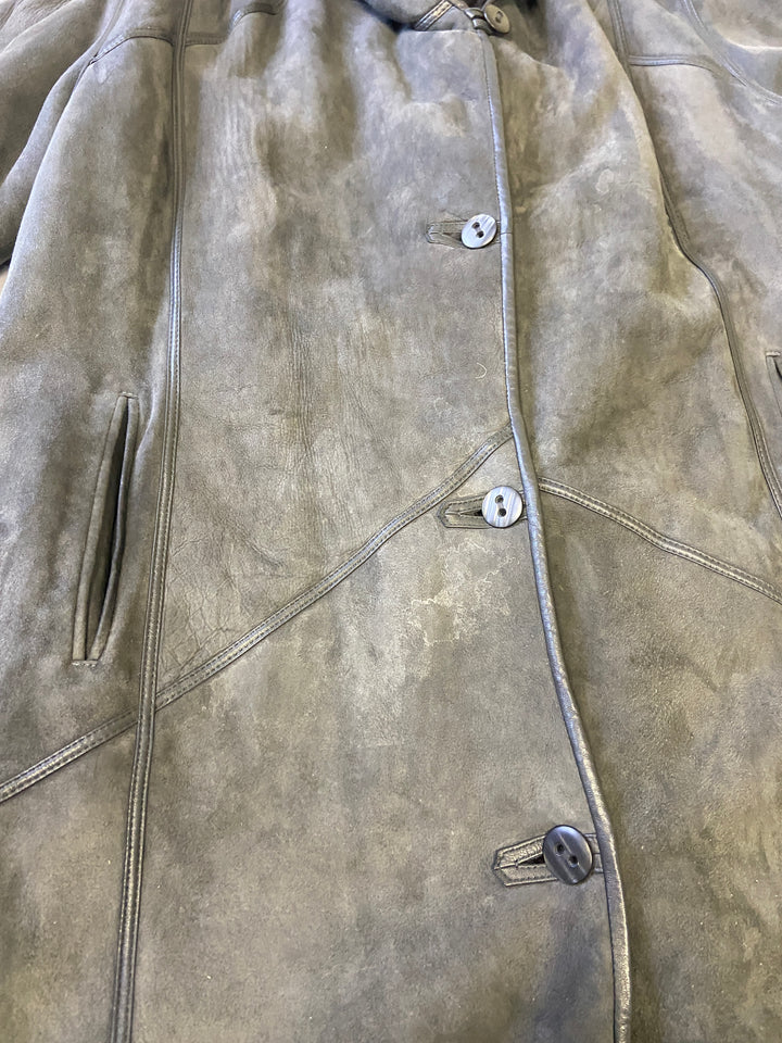 Vintage 80's Women Sheepskin Coat in GrayV9812